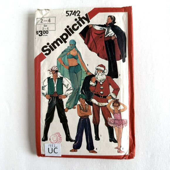 Kids Costume Pattern Simplicity 5742 Santa Pirate Dracula Ballerina Genie Sz 2-4 - Picture 1 of 3